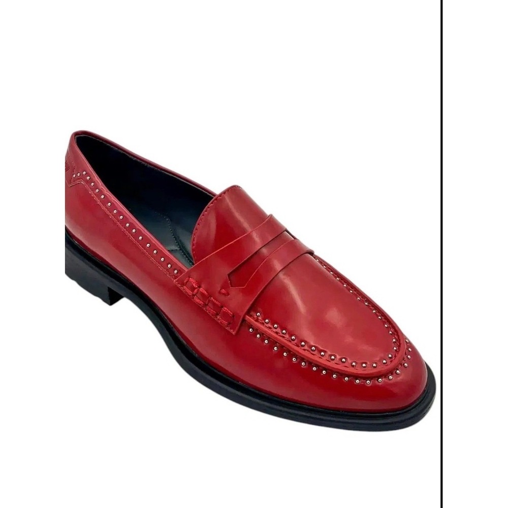 Sarto by‎ Franco Sarto Eden Studded Penny Loafers Red Patent Lug Sole Womens 8 M
